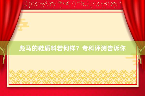 彪马的鞋质料若何样？专科评测告诉你