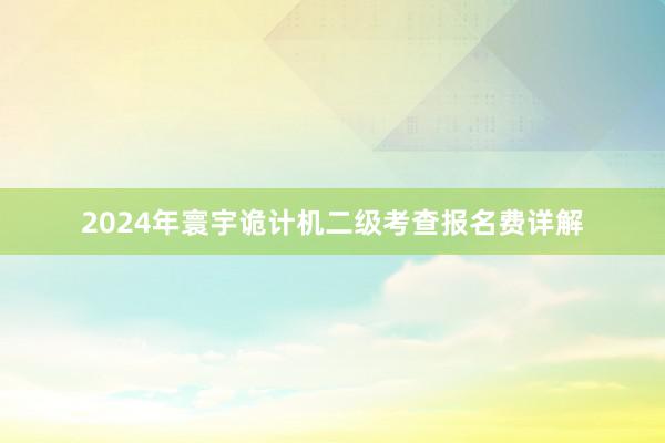 2024年寰宇诡计机二级考查报名费详解